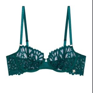 Savage X Fenty Not Sorry Unlined Lace Balconette Bra - Underwater Green